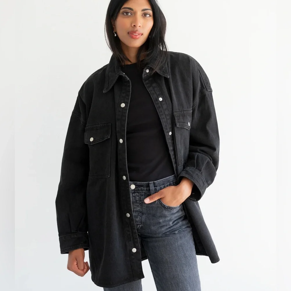 Brunette The Label Shania Black Denim Jacket - Picture 1 of 4